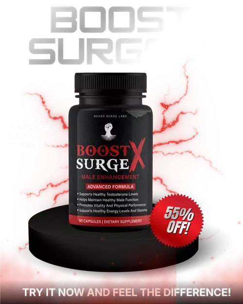 Boost Surge X plant-based male vitality supplement bottle